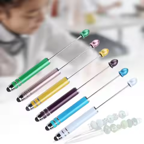 6Pcs Beadable Pens Ballpoint Pen Gifts Ball Pen 1.0mm Black Ink Stationery