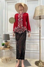 Kebaya Encim Bordir Motif Bunga Tangan Panjang Katun Mikro Premium Nuansa Modern