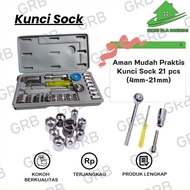 MESIN Socket Wrench Set 21 PCS/ Shock Socket Wrench 4 mm-21 mm/ Socket Wrench Set Workshop Tools Mac