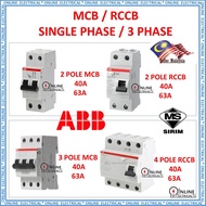ABB MCB / RCCB / ELCB ( 2 POLE / 3 POLE /4 POLE / 40A / 63A )