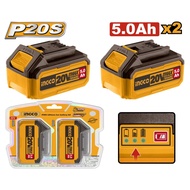 INGCO P20S 20V 5.0Ah Lithium Battery Pack (2PCS) – COSLI240464
