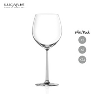 (Set Of 6) Lucaris Shanghai Soul High Quality Burgundy Lead Free Crystal Clear Red White Wine Stem G