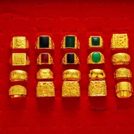 Royal Jewelry Fashion Accessories Cincin Lelaki Emas Korea Cop Belah Rotan Bangkok 916 Tulen Adjustable 24k Gold Rings for Men