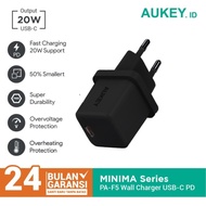 charger aukey pa-f5 20w minima usb-c pd bisa u/ iphone samsung oppo dl - hitam