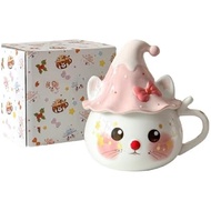 Cute Cat Coffee Mug, Ceramic Ghost Mug, Lovely Halloween Mug with Lid, Personalized Cat Cup, 3D Funn