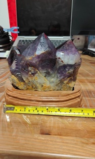 非洲剛果大牙亮皮紫晶座