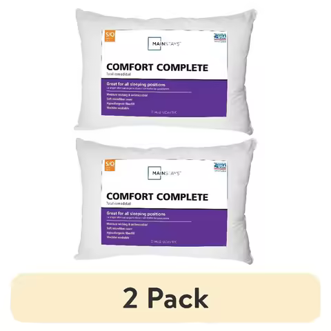 (2 pack) Mainstays Comfort Complete Bed Pillow, Standard/Queen