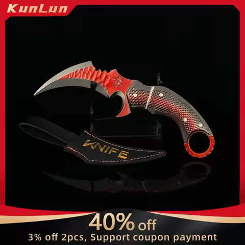 18cm Red Owl Karambit with Holster Alloy Model Delta Force Game Peripherals Scale Claw Knife Trainin