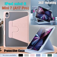 For iPad mini 7 6 8.7" A17 Pro A2995 A2996 A2568 A2568 Fashion 360° Rotating Bracket Leather Case Hi