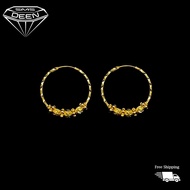SMS DEEN Fancy Valayam  Earrings , ±2.88GM - Gold 916 Emas - Subang (Info: ±2.0x2.0CM - 2.88GM)