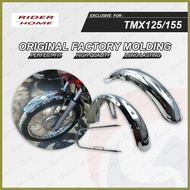 ◊ ☑ Motorcycles TMX155 Front and rear Fender with bracket Genuine silver Stainless steel tapalodo