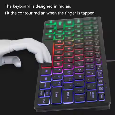 Slim Keyboard Wired, Mini Dazzling Color Keyboard, Character Translucent Keycaps, Bass Click, RGB