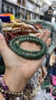 สร้อยแขน/สร้อยคอหยกเจไดต์ Bluish Green Jadeite ขนาด7.5มิล