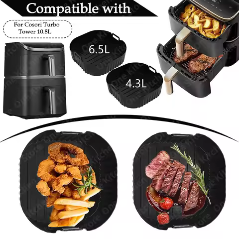 Silicone Air Fryer Mold for COSORI Turbo Tower Pro Smart 10.8L (6.5L + 4.3 L) Reusable Airfryer Acce