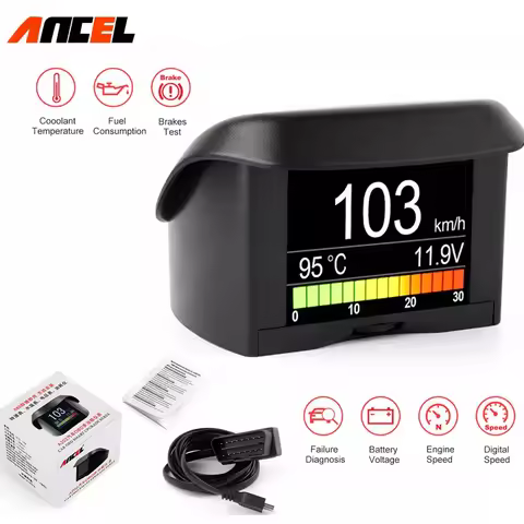Ancel A202 Automotive On-board Computer OBD HUD Display Fuel Consumption Speed Water Temperature Gau