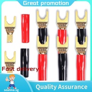 Y Plug Spade Connector for Speaker Wire,8 Pcs Y Spade Plug 45 Degree Gold Plated U Fork Spade Plug C