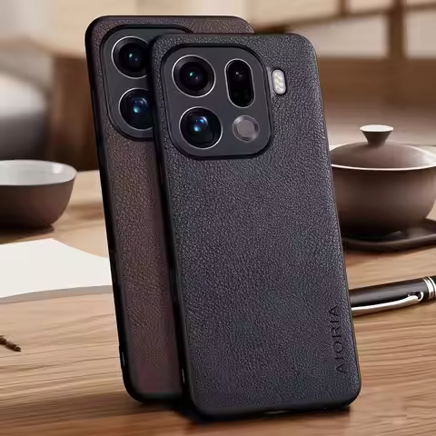 Case for Oppo Find X9 X8 pro Find X5 Lite Vegan Faux Lychee Pebbled leather Phone cover funda for Op