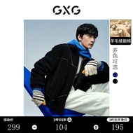 GXG男装 蓝色系列蓄能棉羊羔毛夹克外套撞线设计 2022年冬季新款 黑色 175/L