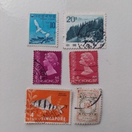 6-piece Stamps Korea China Hongkong Singapore Turkey Used- Stamps