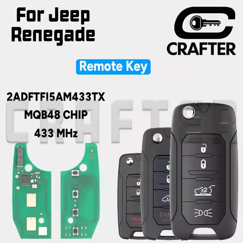Key Crafters Folding Remote Car Key 2ADFTFI5AM433TX MQB48 Chip 433MHz For Jeep Renegade 2016 2017 20