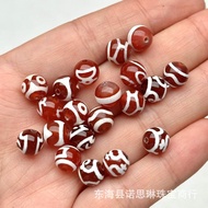 Tibetan Red Agate Dzi Beads Round Beads Red Meat diy Bracelet Bracelet Agate Round Beads Loose Beads