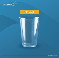 Gelas Cup Plastik STARINDO Datar 12oz / 14oz / 16oz / 18oz / 22oz / 26oz Starindo Tebal  isi 50pcs d