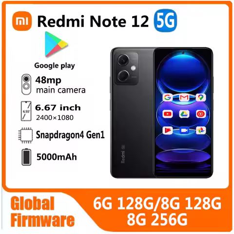 Xiaomi Redmi note 12 5G Smartphone global firmware 48MP 5000mAh 6.67" 33W Qualcomm Snapdragon4 Ge1 u