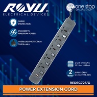 Royu 5 Gang Power Extension Cord with Individual Switches & 2 USB Ports REDEC725 2500W •OSOS•