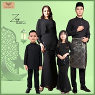 NOELLE Baju Raya Family Sedondon 2024 Baju Kurung Ibu Anak Baju Melayu Ayah Anak Baby Sedondon ZOEY - BLACK 20