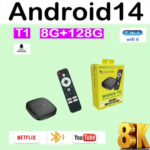 Android 14 T1 Smart TV Box Allwinner H313 8G+128GB ROM WiFi Doble (2.4G/5G) Bluetooth 5.4 YouTube Go