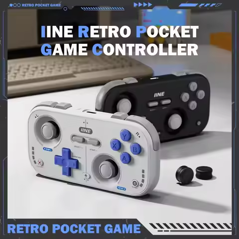 IINE Retro Pocket Game Controller /Compact & Portable Hall Joysticks + 1000Hz Recessed Joystick Desi