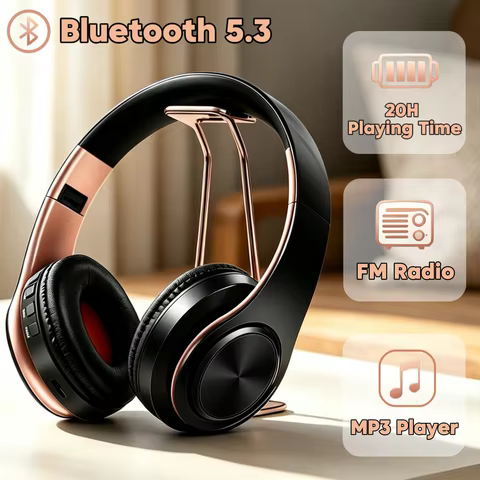 AYVVPII Stereo Wireless Bluetooth Headphone FM and Support SD Card with Mic for Mobile Iphone Sumsam
