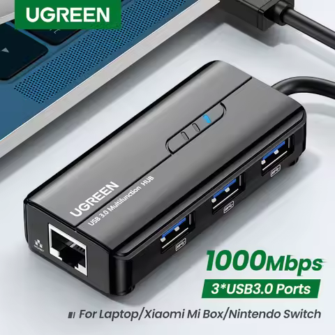 UGREEN USB3.0 Ethernet Adapter 1000Mbps USB RJ45 USB HUB For Laptop Xiaomi Mi Box S/3 Windows Ethern