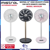 MISTRAL MHV912R 12" HIGH VELOCITY STAND FAN WITH REMOTE CONTROL, 9+5 BLADES, 3D OSCILLATION, SENSOR TOUCH,1 YEAR WARRANT