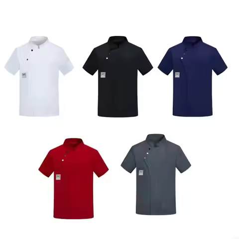 68UA Professional Chefs Uniform Short Sleeve Cotton Blend Breathable Design For Hotel Kitchen Staff