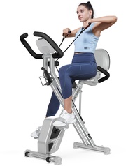 Folding Exercise Bike, Foldable Fitness Stationary Bike Machine, Upright Indoor Cycling Bike, Magnet