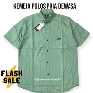 KEMEJA Sage Green Men's Plain Short Sleeve Shirt Kemeja Lelaki