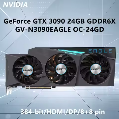 GIGABYTE RTX 3090 24GB GDDR6X GPU GV N3090EAGLE OC 24GD Graphics Card For 384bit PCI-E 4.0 8 pin*2 H