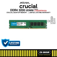 Crucial DDR4-3200 UDIMM Desktop RAM CL22 - 8GB/16GB/32GB (Limited Lifetime Crucial Warranty)