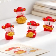 SET OF 4 MINI RED SHIRT GOD OF WEALTH - STATUE OF GOD OF WEALTH DECOR