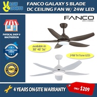 Fanco Galaxy 5 Blade DC Ceiling Fan 38" / 48" / 56" with 24W LED Tri Tone Light