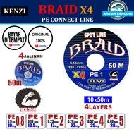 Senar Pancing Kenzi Spotline Braid X4 50M PE 0.8 1 1.5 2 3 5 8 Konekting