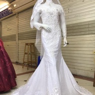 gaun pengantin duyung mermaid ekor putih bersih