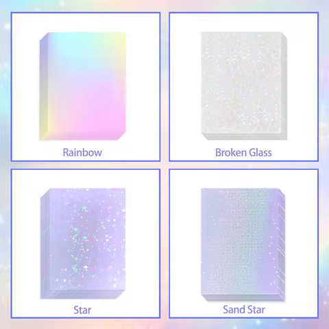 50 Sheets 4.1x2.9 Inch Holographic Cold Lamination Film Clear Overlay Lamination Sticker Self-Adhesi