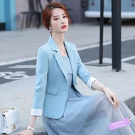 set baju dan seluar plus size baju wanita korean style Small blazer with gauze skirt, women's two-piece suit, spring and autumn suit, with a suit, short little man dress, summer