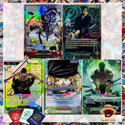 One Piece TCG OP12-020 Roronoa Zoro DIY Proxy Card OP01-001 Green Leader Anime Alt Art Holographic F