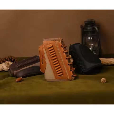 Tactical Rifle Cheek Riser Pad Shotgun Buttstock Shell Holder Canvas Leather Gun Stock Cover for .30