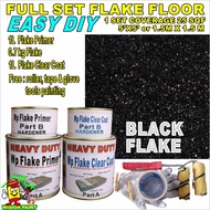 ( BLACK ) COLOUR FLAKE COATING ( 1 SET )  Epoxy Colour Flake Coating ( 1L WP PRIMER COTE / 1L WP CLEAR COTE / 0.7 KG FLAKE )