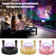 SD308 Dual Wireless Microphone Bluetooth Speaker Mobile Karaoke Stereo Black 20W SDRD Speaker Set