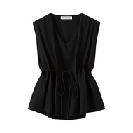 Áo Vest Không Tay Cổ Chữ V Thanh Lịch CIVICERA Dành Cho Nữ Áo Sơ Mi Cotton Pha Trộn Dáng Ôm Vừa Vặn